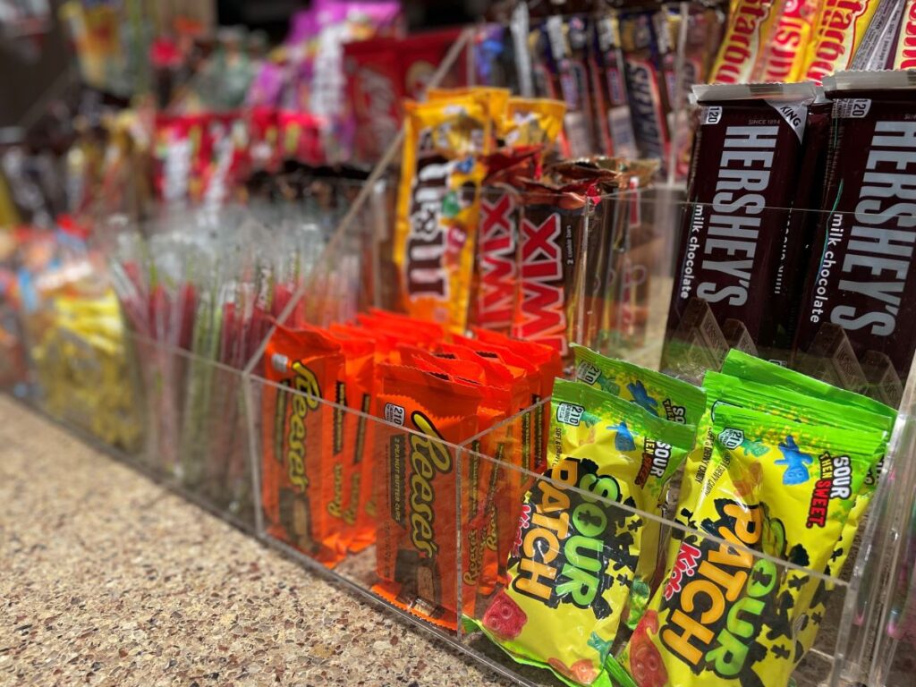 Candy display at the BYT concession stand